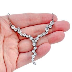Vintage Sterling Silver 925 White Topaz Y Necklace 20"